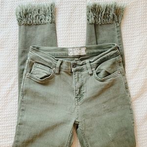 Free People Low-Rise Frayed Jeans